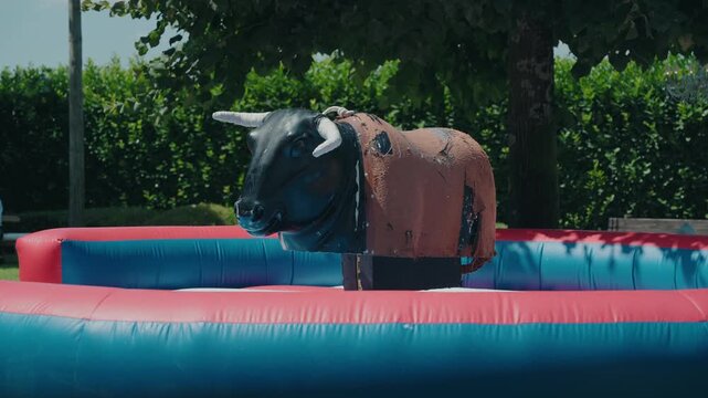 inflatable mechanical bull ride ready for outdoor fun and games