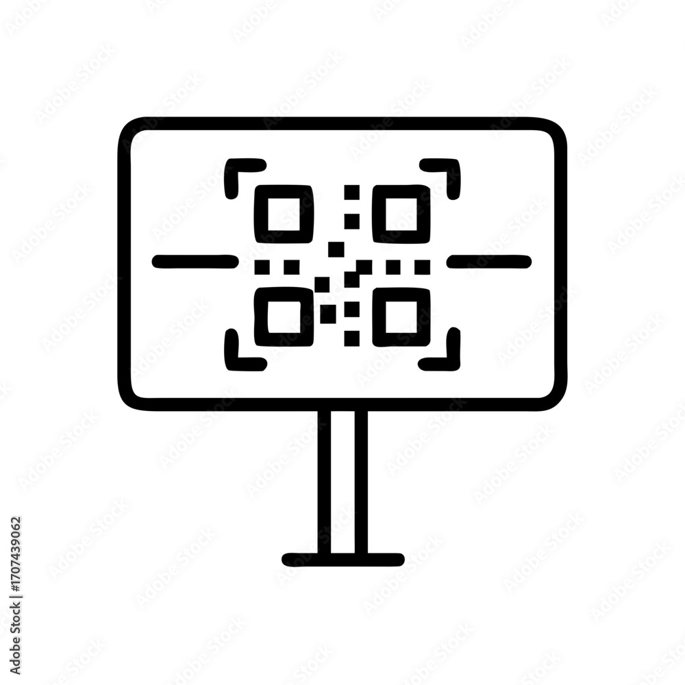 Poster qr code on digital billboard screen icon for web and graphic design