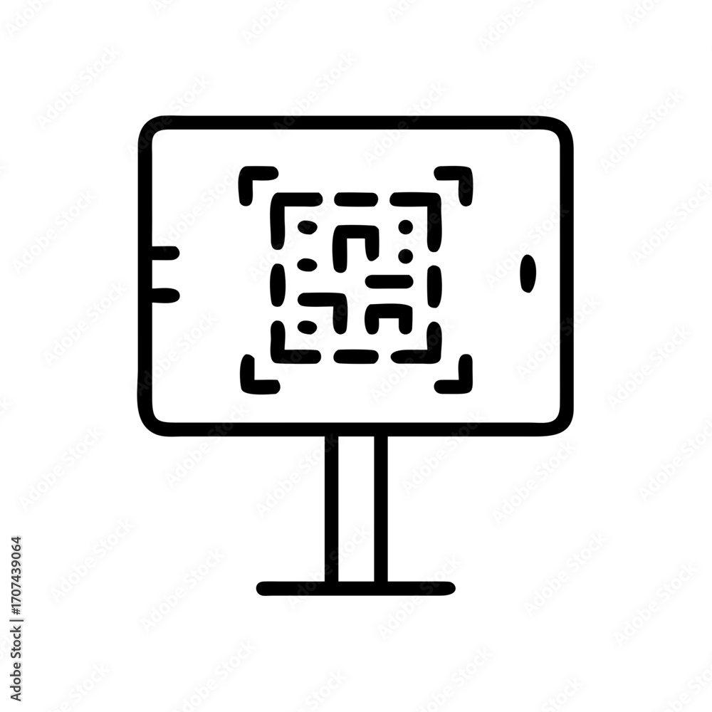Aufkleber qr code on digital billboard screen icon for web and graphic design