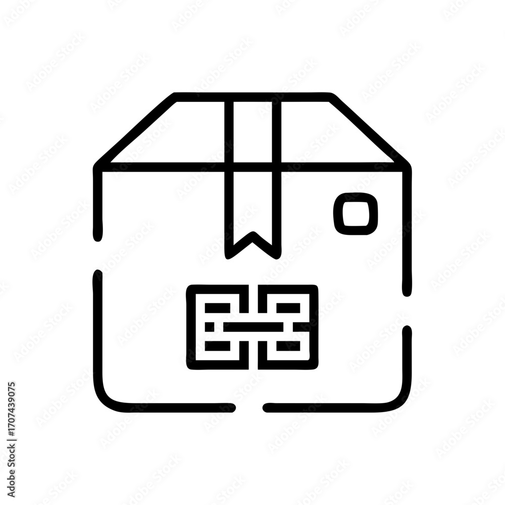 Poster qr code on parcel delivery box icon for web and graphic design