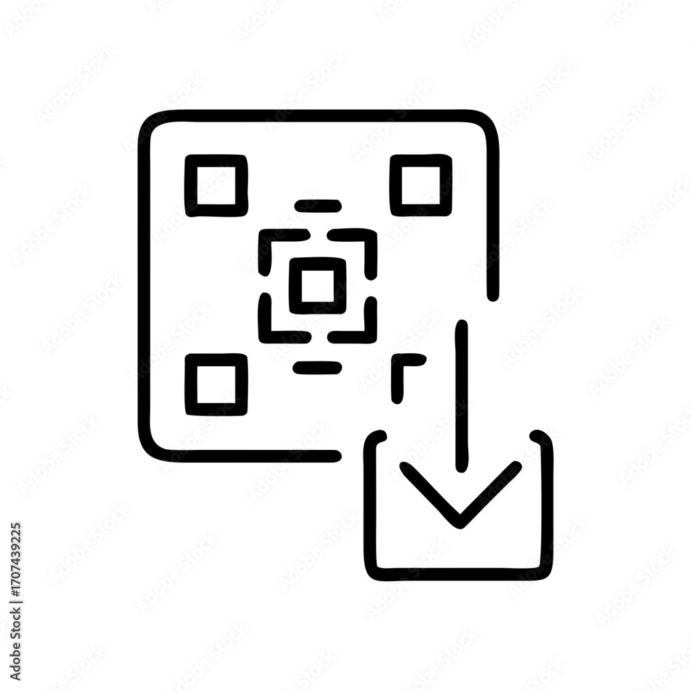Poster qr code with download arrow icon for web and graphic design