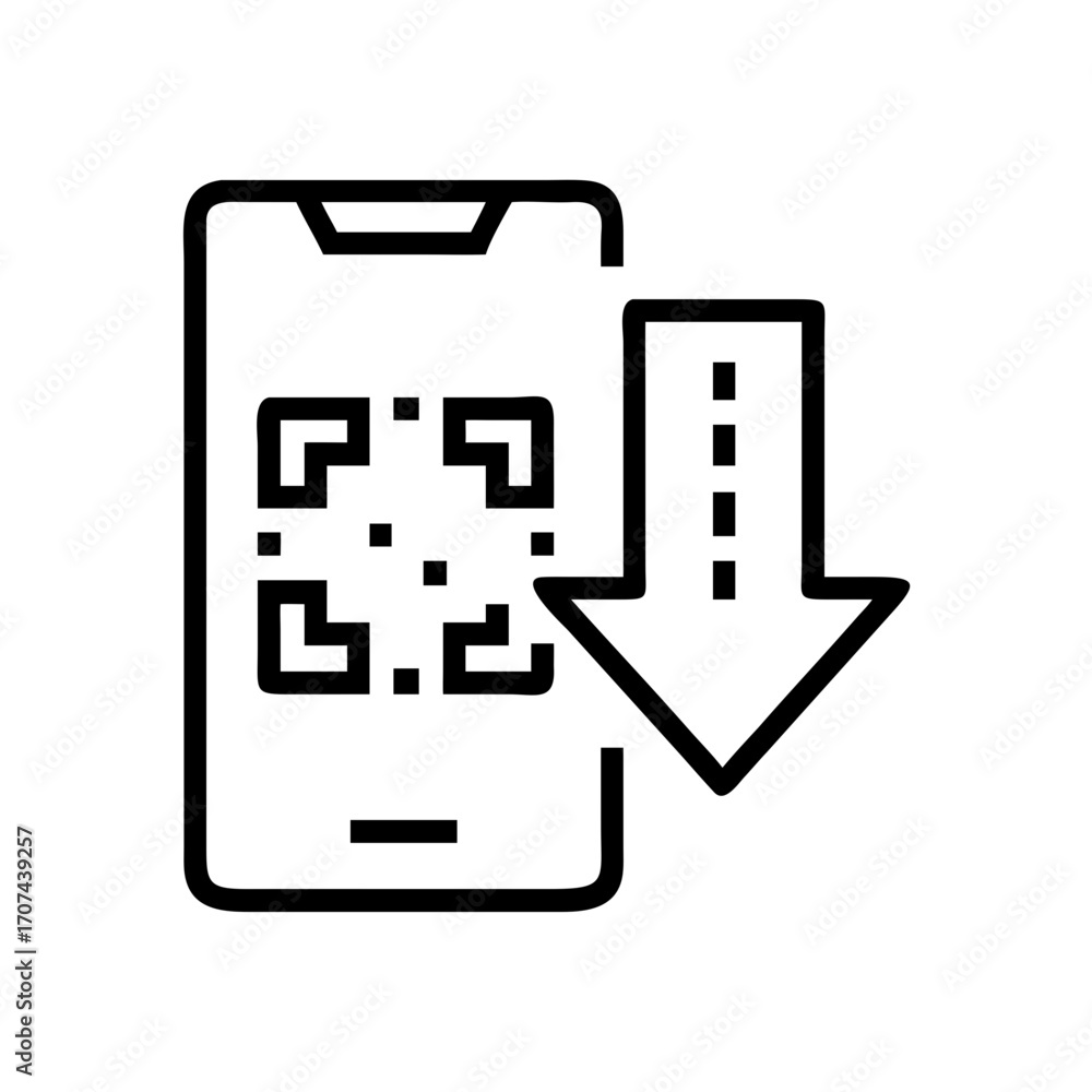 Poster qr code with download arrow icon for web and graphic design
