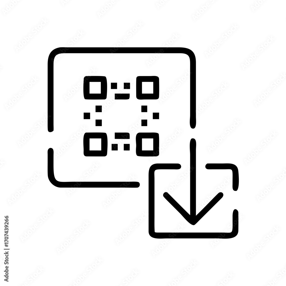 Poster qr code with download arrow icon for web and graphic design