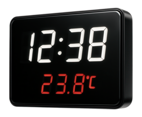 Digital wall clock with temperature display