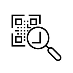 QR Code With Magnifying Glass Icon For Web And Graphic Design