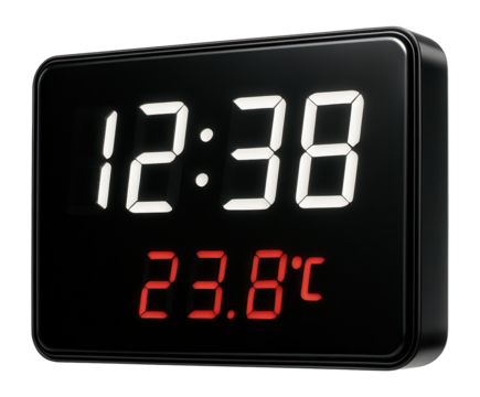 Digital wall clock with temperature display