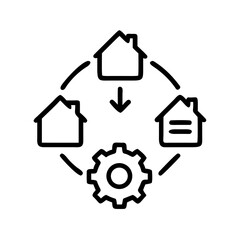 Real Estate Management Gear Process Icon For Web And Graphic Design