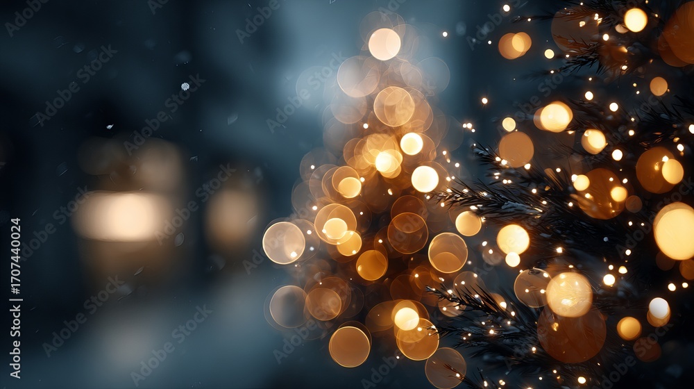 Poster dreamy christmas bokeh background with soft glowing light orbs fully blurred festive defocused light