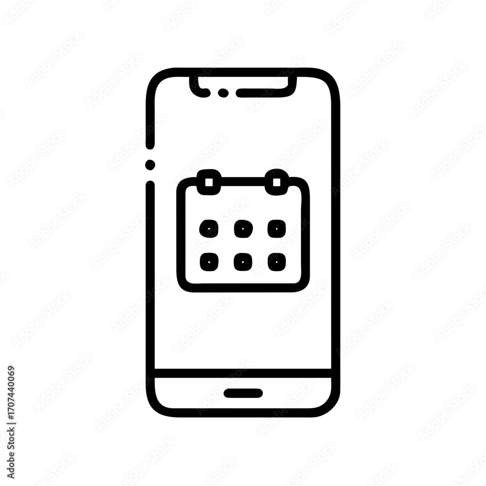 Poster smartphone with calendar date icon for web and graphic design