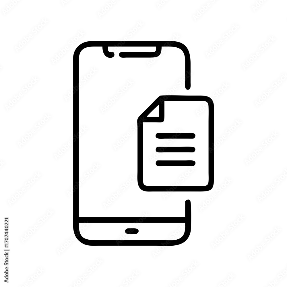 Poster smartphone with document file icon for web and graphic design