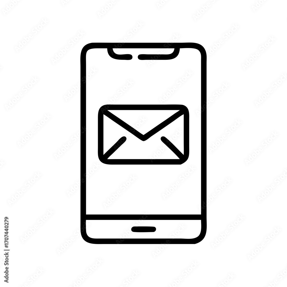 Poster smartphone with email envelope symbol icon for web and graphic design