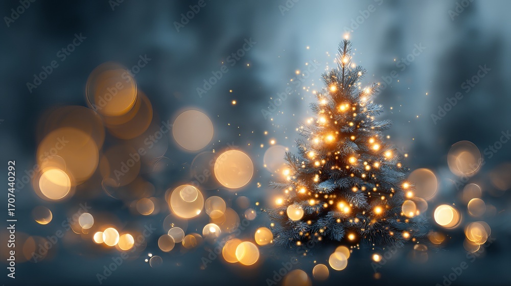 Poster dreamy christmas bokeh background with soft glowing light orbs fully blurred festive defocused light