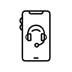 Smartphone With Headset Audio Music Icon For Web And Graphic Design