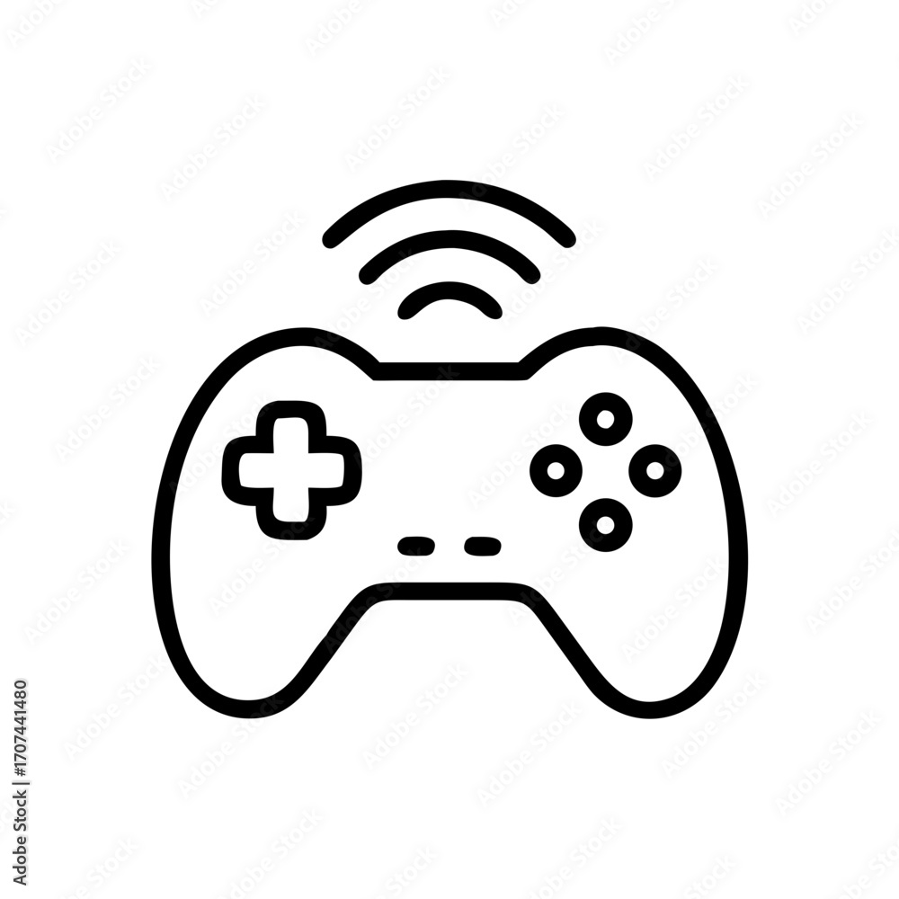 Poster wireless game joystick console icon for web and graphic design