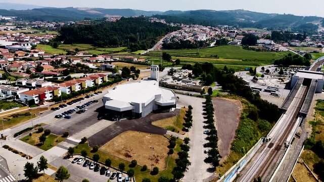 aerial side view of igreja nova da trofa near porto portugal