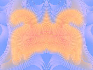 Abstract, symmetrical composition with multi-layered, smooth curves reminiscent of relief waves. 3d rendering