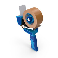 Plastic Tape Dispenser with Brown Roll for Packaging Needs, Transparent PNG image.