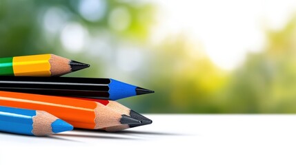 Colorful pencils creating art outdoor garden photography natural light close-up creativity unleashed
