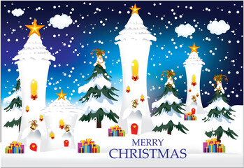 composition with fabulous Christmas houses