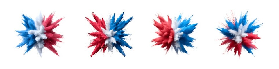 Set of France powder burst isolated on transparent background