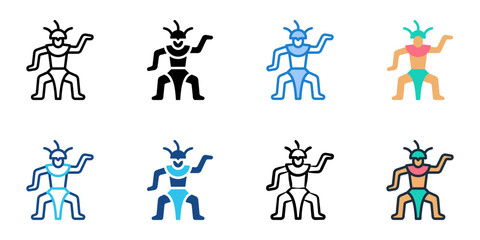 Traditional dance icon set multiple style collection 
