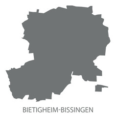 Bietigheim-Bissingen city map with boroughs grey illustration silhouette shape