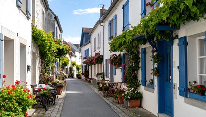 Quaint European alleyway with colorful flowers (1)