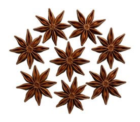 Whole star anise pods arranged in a circle