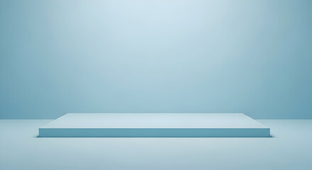 Sleek modern blue podium stage for product display or presentation in minimalist studio