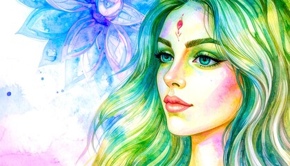 Watercolor portrait of a woman