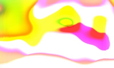 Abstract flowing organic shapes with vibrant yellow pink and green colors on a white background