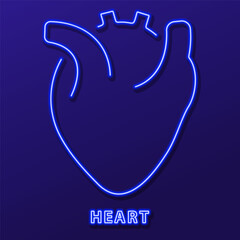 Obraz premium heart organ neon sign, modern glowing banner design, colorful modern design trends. Vector illustration.