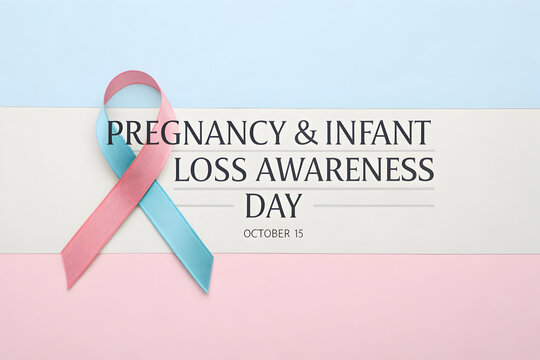 Pregnancy and infant loss awareness day ribbon with text