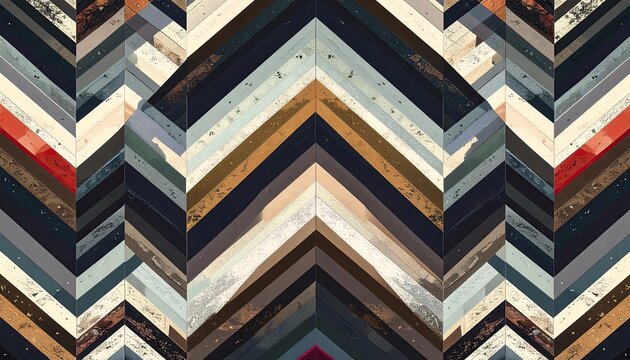 Abstract Chevron Pattern with Concentric Hex Rings Subtle Data Visualization in Earth Tones Background