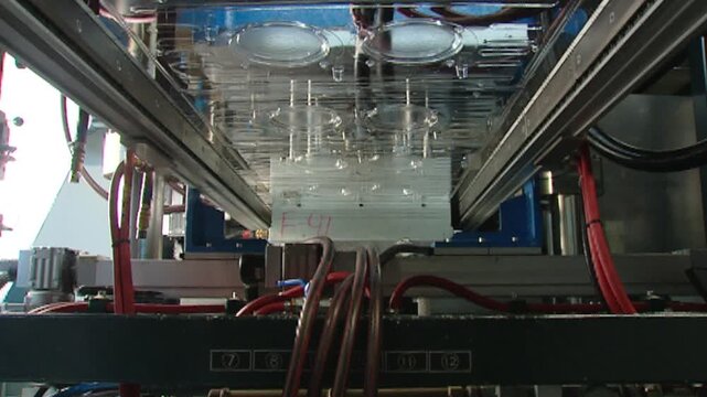 Industrial compression molding line at work