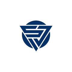 SJ logo monogram with triangle and circle shape combination