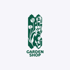 Minimalist Botanical Garden Shop Logo Design with Floral Ornament