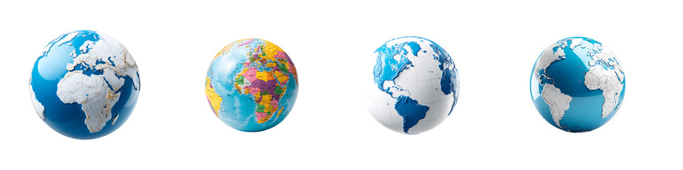 Fototapeta premium Set of globe isolated on transparent background