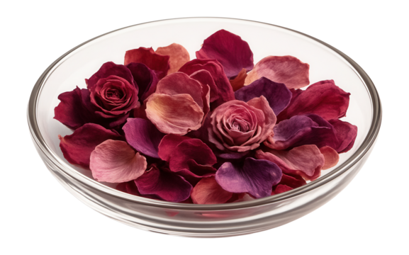 Dried rose petals in a shallow dish - Powered by Adobe
