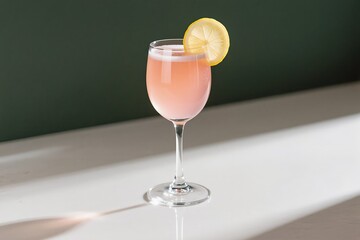 A vibrant pink cocktail garnished with a fresh lemon slice, perfect for summer gatherings and celebrations