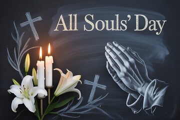 Remembering loved ones with solemn prayer, burning candles, and white lilies on All Souls' Day
