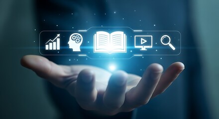 Online learning concept presented in a modern digital interface