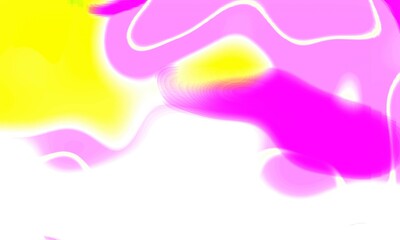 Vibrant abstract flowing shapes and colors with a bright yellow and pink gradient background