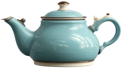 Light teal ceramic teapot with lid