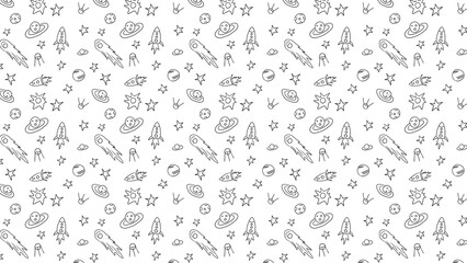 Seamless pattern of doodle space elements vector illustration for kids and backgrounds