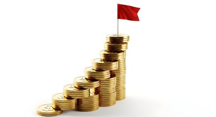 Investment Success Stairs (Realistic photo of stairs made of coins leading upward.)