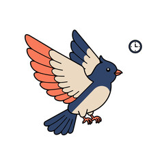 Fototapeta premium Flying bird with clock illustration