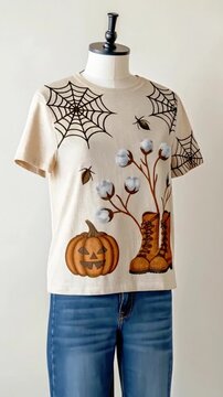 Halloween Fall T-shirt Front Design Template for Casual Wear