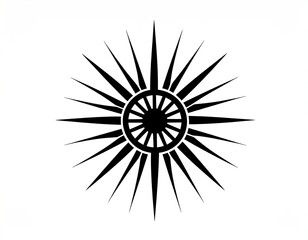 Fototapeta premium Black sunburst design with a central wheel