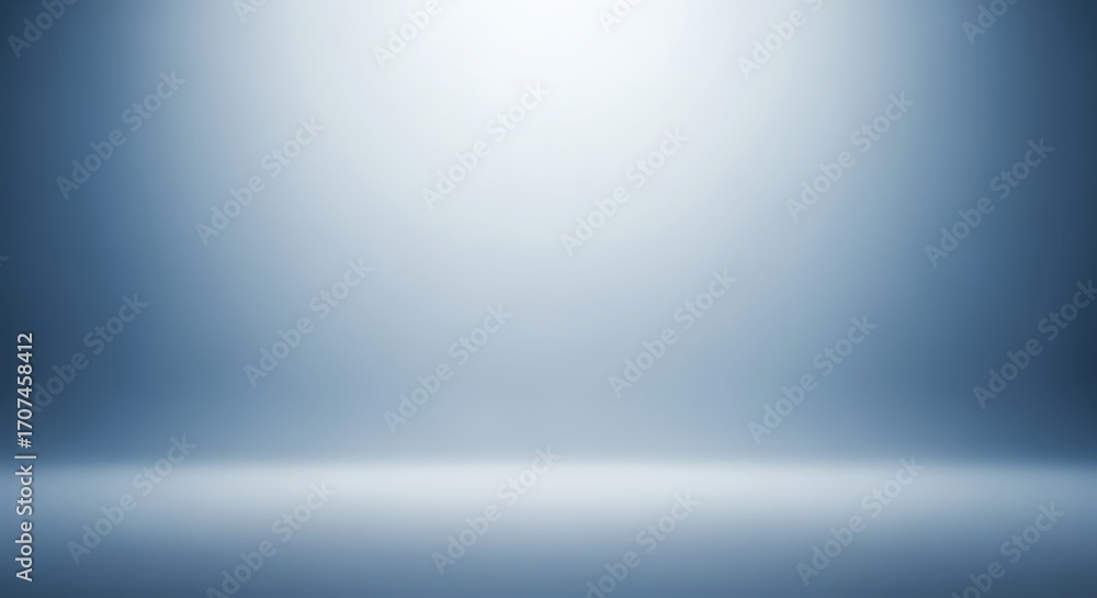 Poster smooth, empty studio room with a cool blue and grey gradient, illuminated by a soft light from above